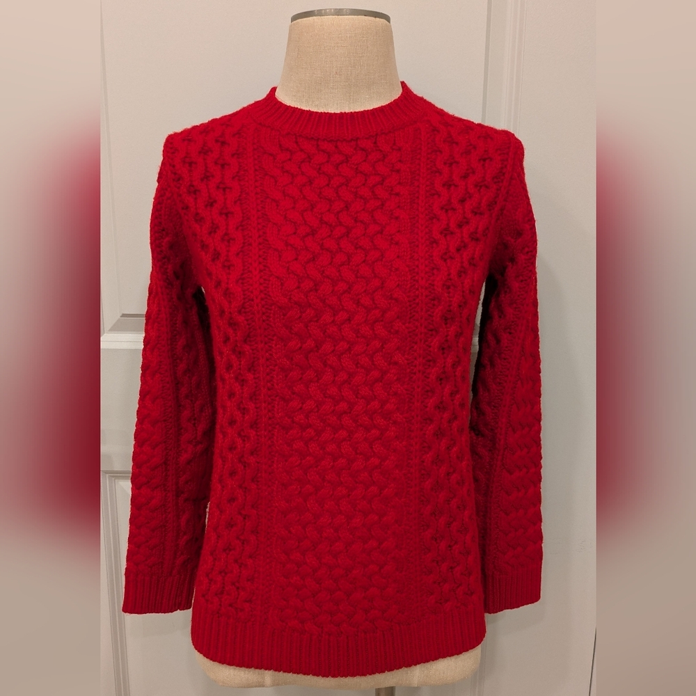 Red Cable Knit Women's Sweater